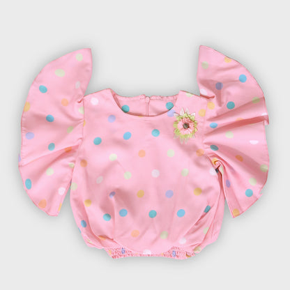 Girls Pink Culottes Set - 2233