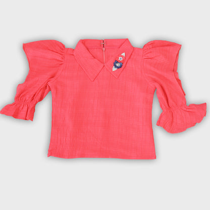 Girls Denim Skirt Set - RED 2737