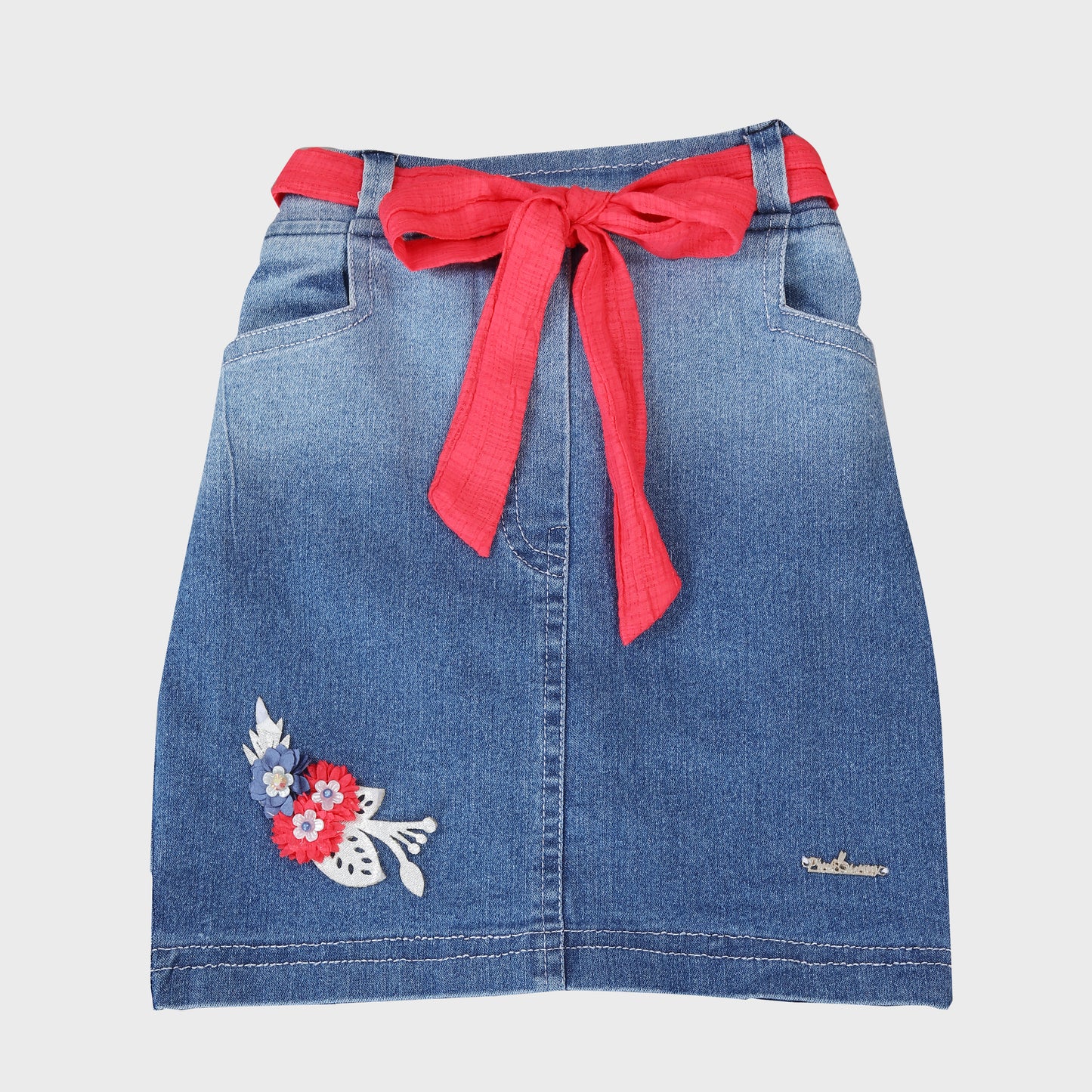 Girls Denim Skirt Set - RED 2737