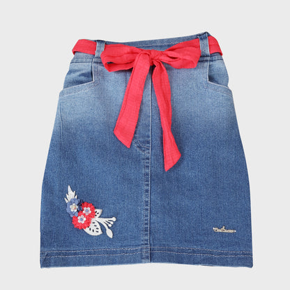 Girls Denim Skirt Set - RED 2737