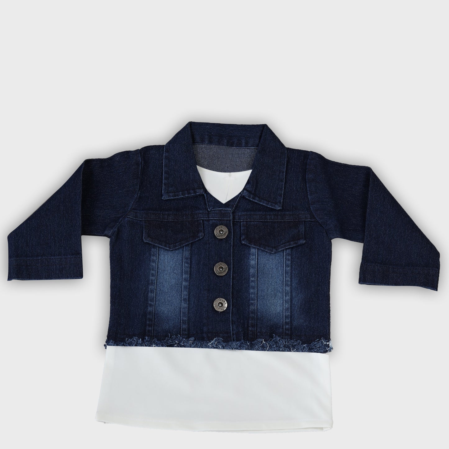 Girls Dark Blue Denim Skirt Set - 2717