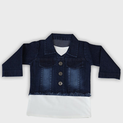 Girls Dark Blue Denim Skirt Set - 2717