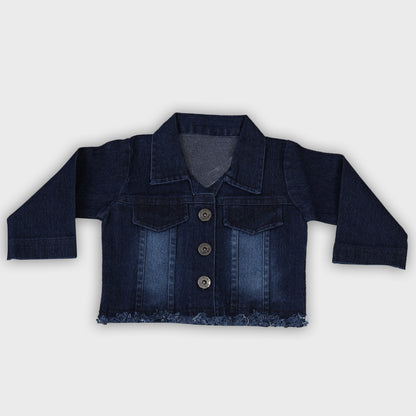 Girls Dark Blue Denim Skirt Set - 2717