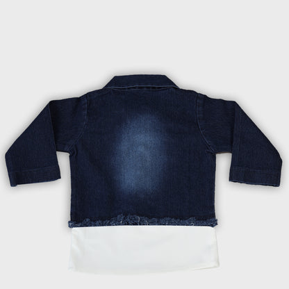 Girls Dark Blue Denim Skirt Set - 2717