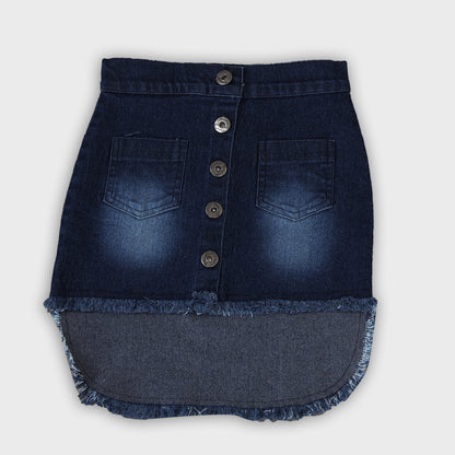 Girls Dark Blue Denim Skirt Set - 2717