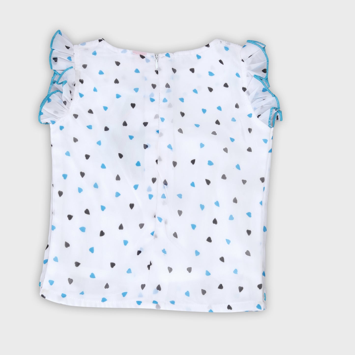 Girls Capri Set With Heart Print Top - BLUE 2742