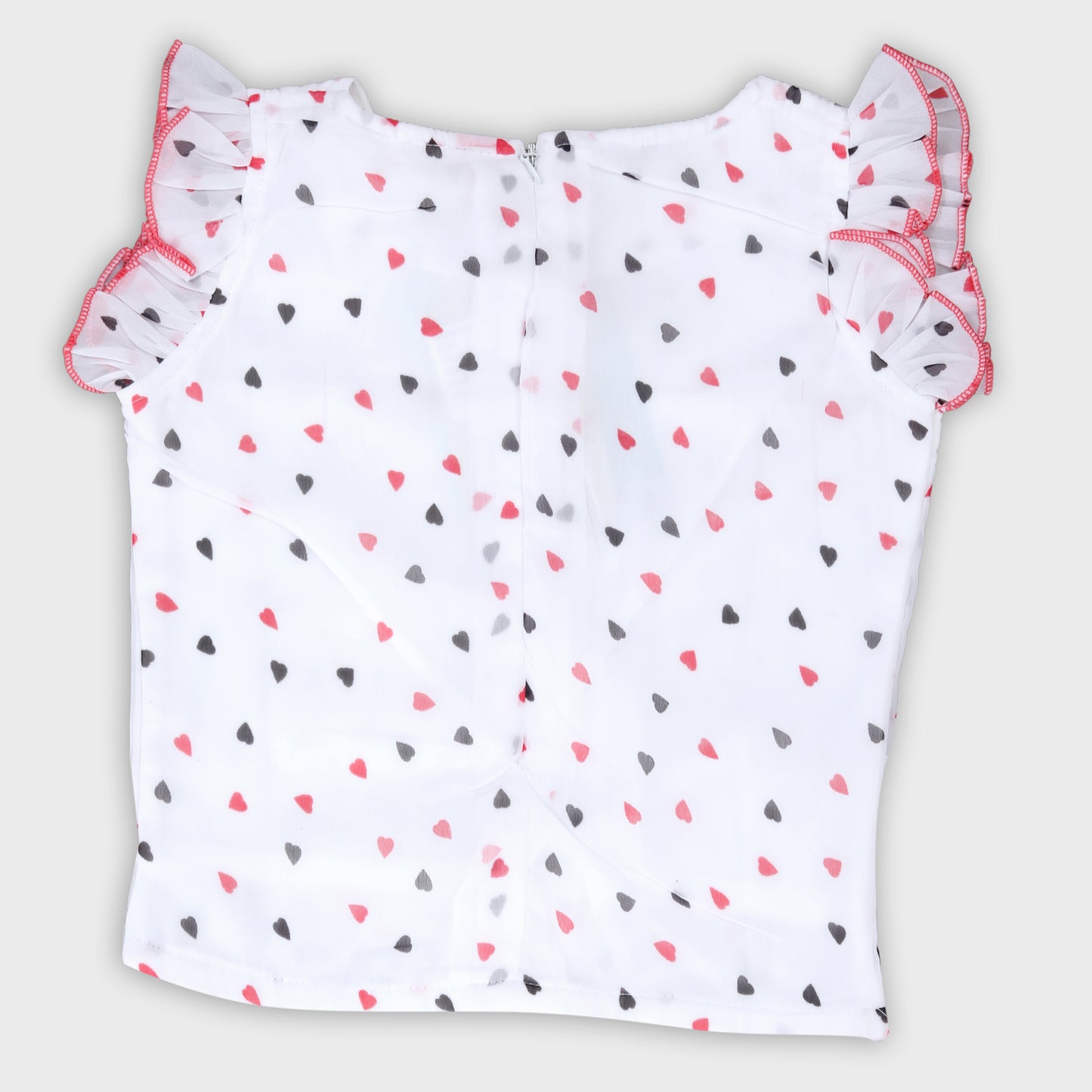 Girls Capri Set With Heart Print Top - RED 2742