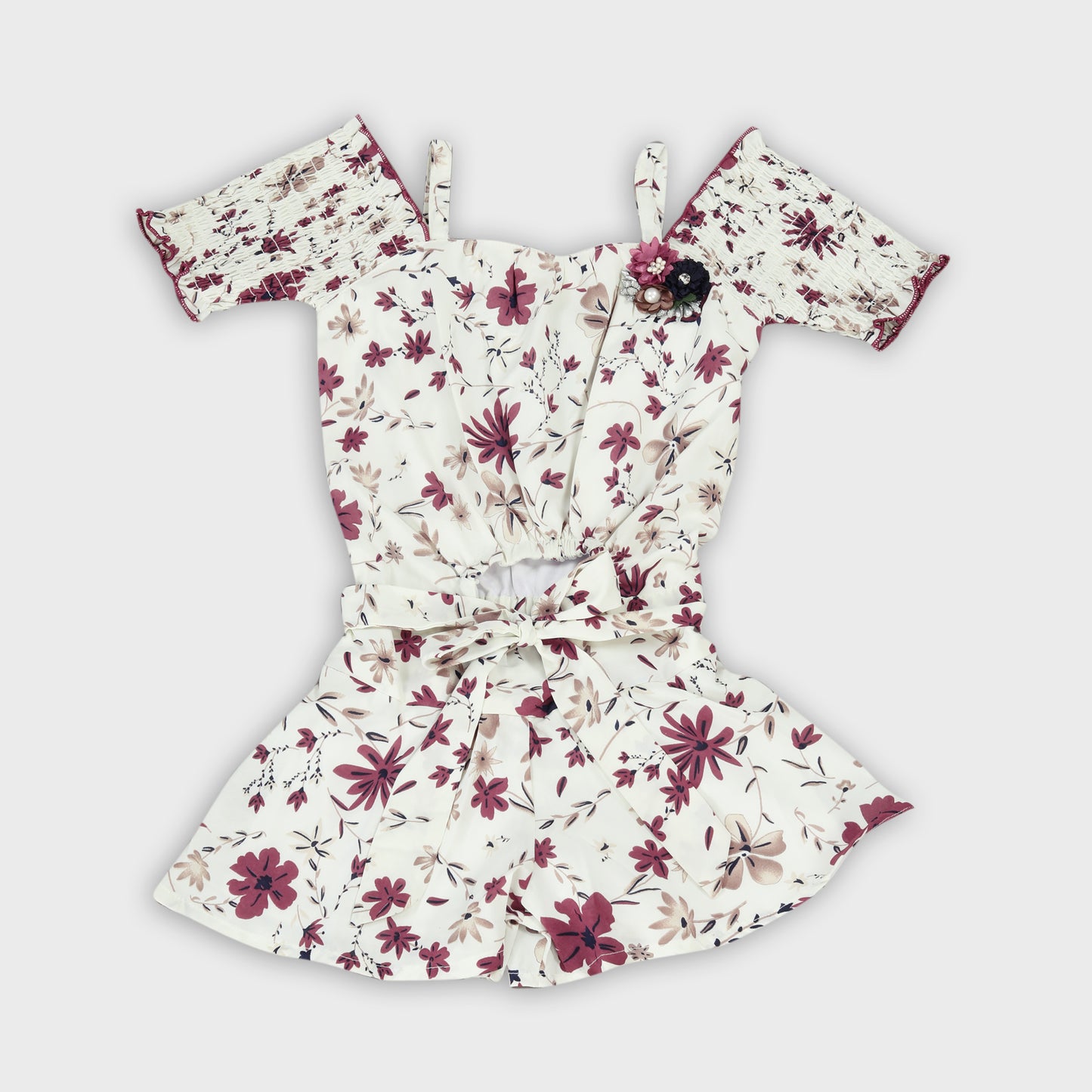 Girls Wine Jumpsuit Set - 2709