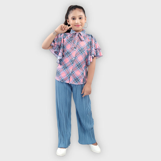 Girls Blue Culottes Set - 2230