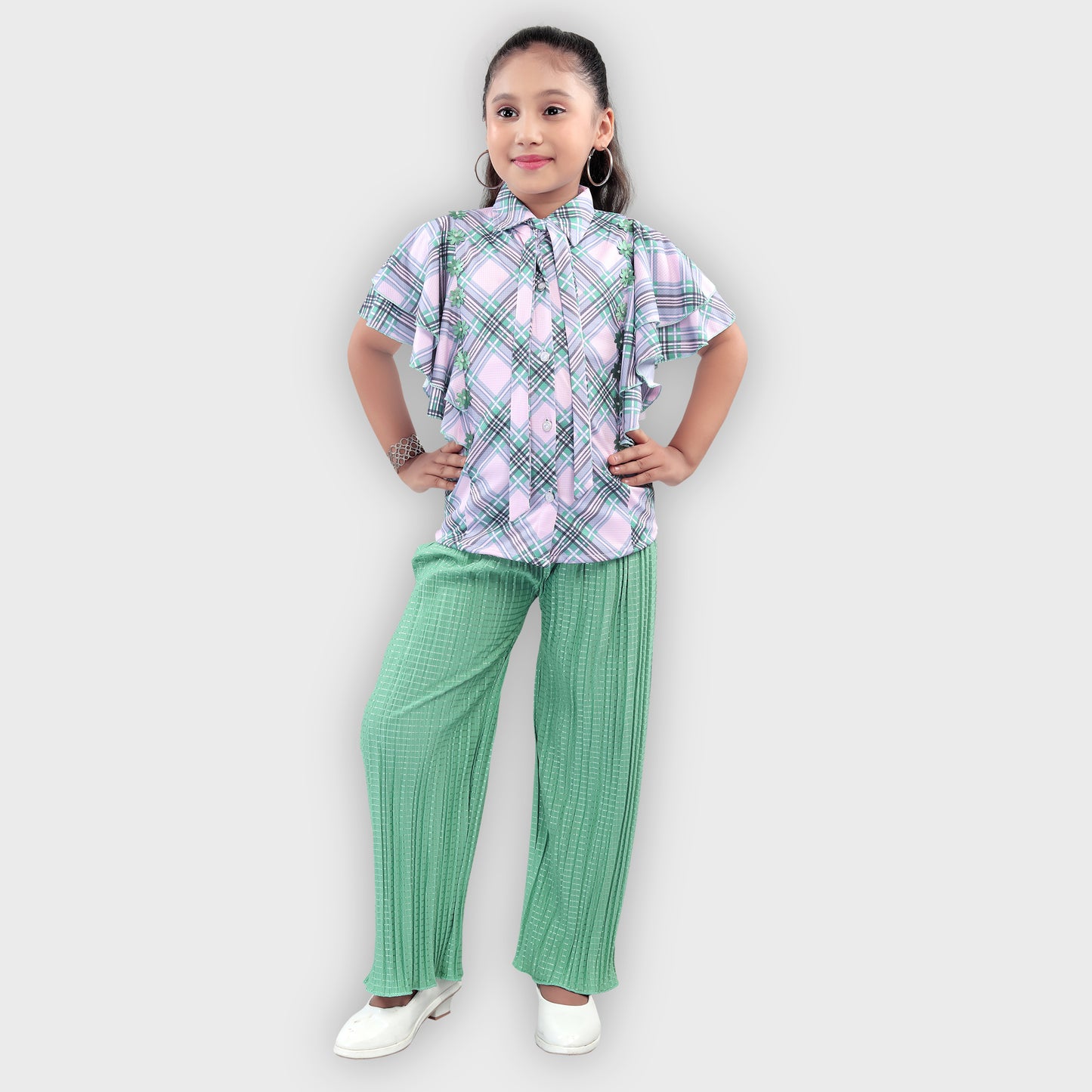 Girls Green Culottes Set - 2230