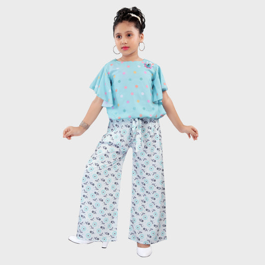 Girls Blue Culottes Set - 2233