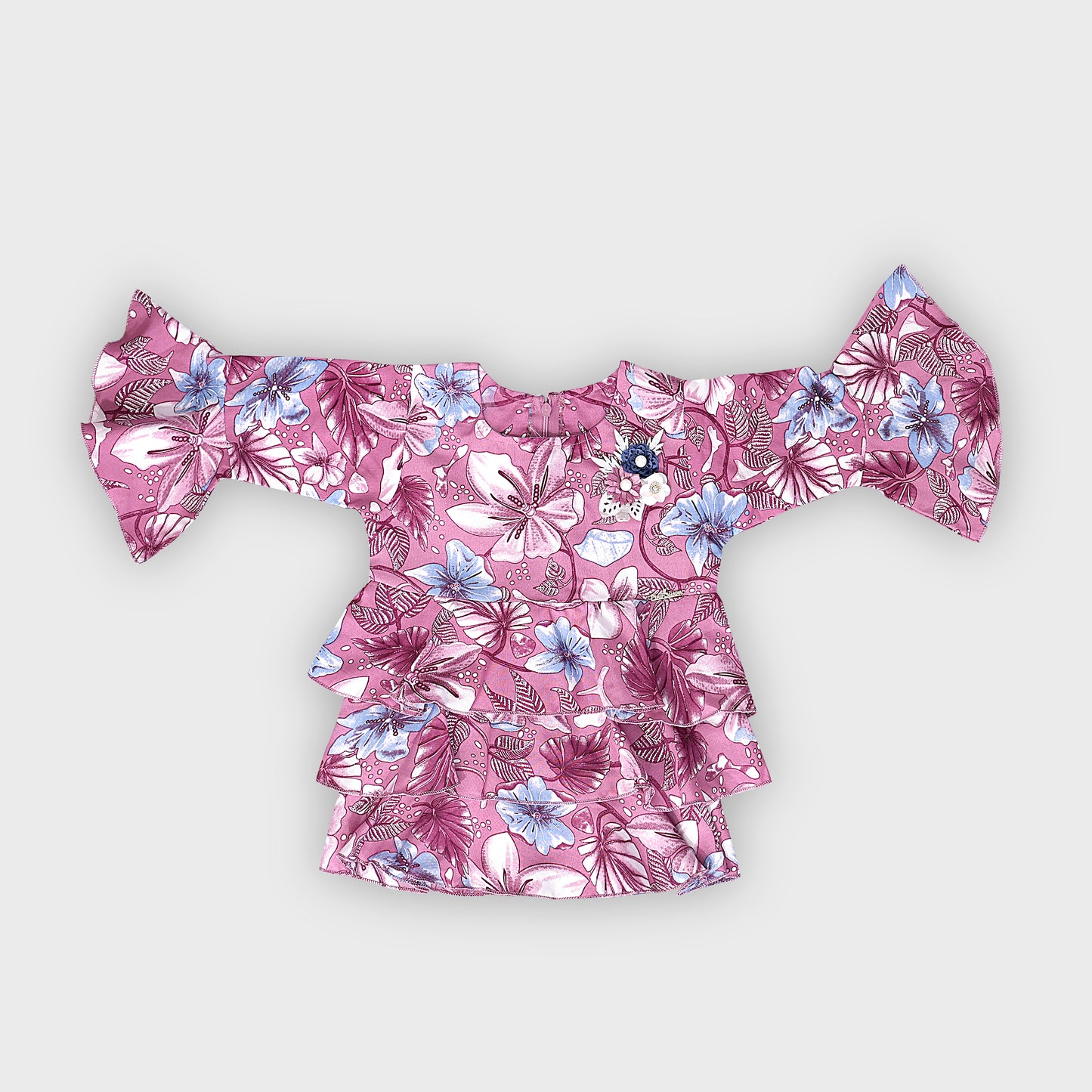 Girls Wine Culottes Set - 2236