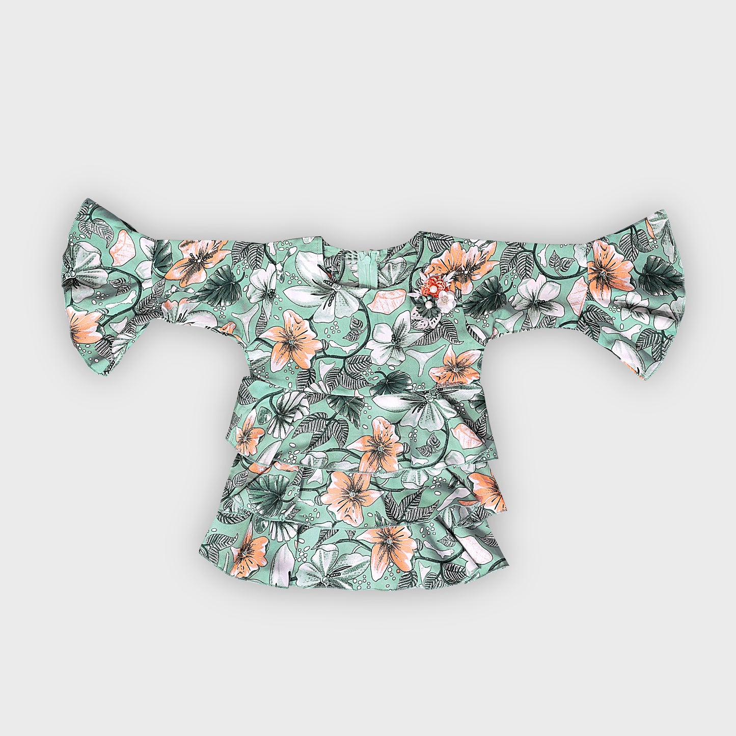 Girls Green Culottes Set - 2236