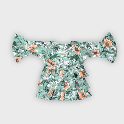 Girls Green Culottes Set - 2236