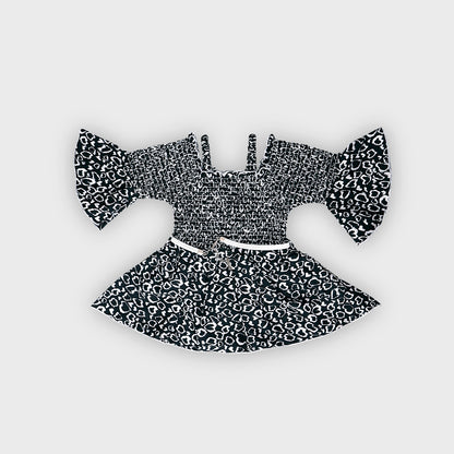 Girls Black Culottes Set - 2238