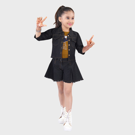 Girls Shorts Set - MUSTARD 2623-A