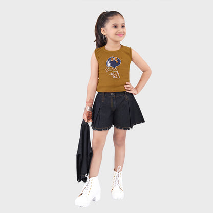 Girls Shorts Set - MUSTARD 2623-A