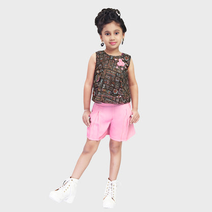 Girls Pink Shorts Set  - 2649