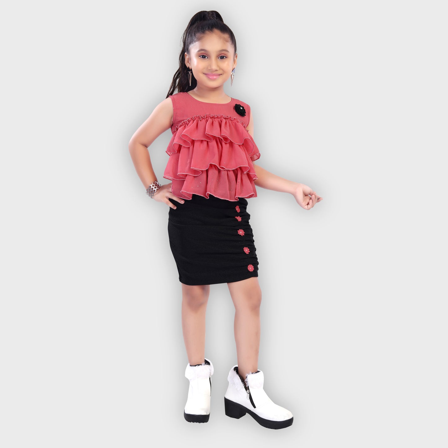 Girls Peach Dress - 2676
