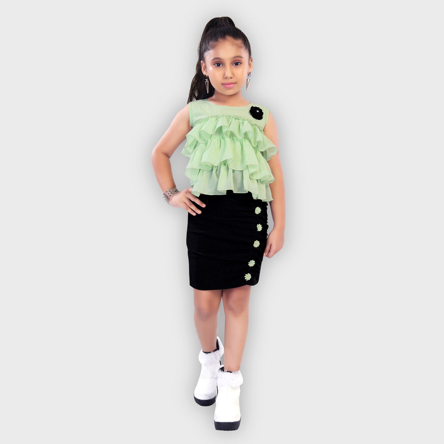 Girls Green Dress - 2676