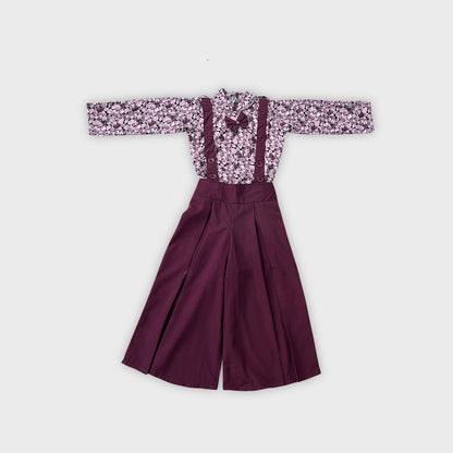 Girls Wine Dungree Set  2688