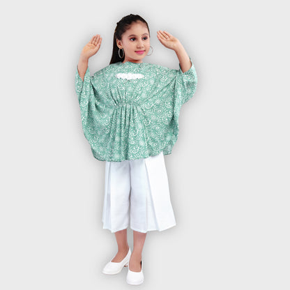 Girls Green Culottes Set - 2697