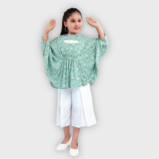 Girls Green Culottes Set - 2697