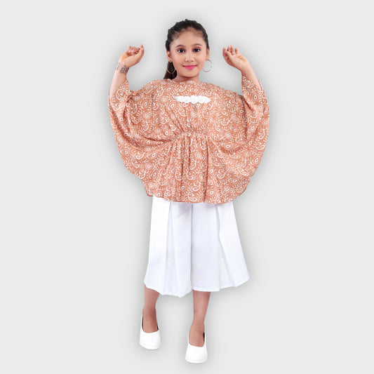 Girls Orange Culottes Set - 2697