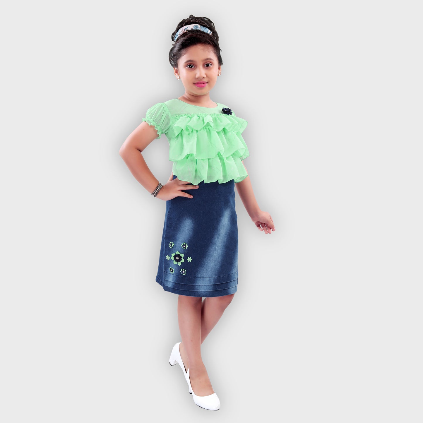 Girls Green Dress - 2718