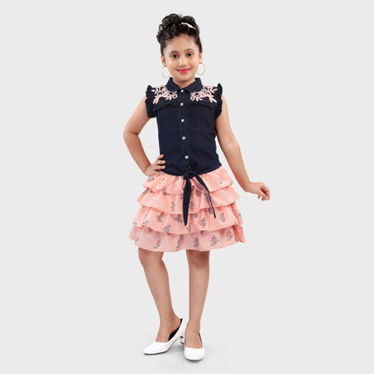 Girls Skirt Set - PEACH 2721