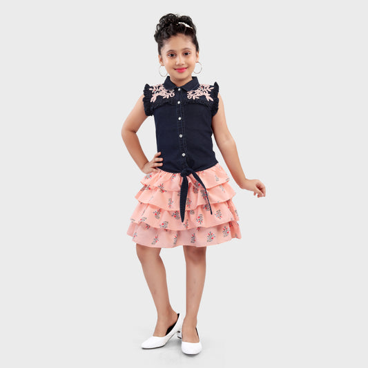 Girls Skirt Set - PEACH 2721