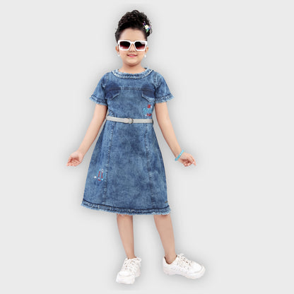 Girls Dark Blue Dress - 2740