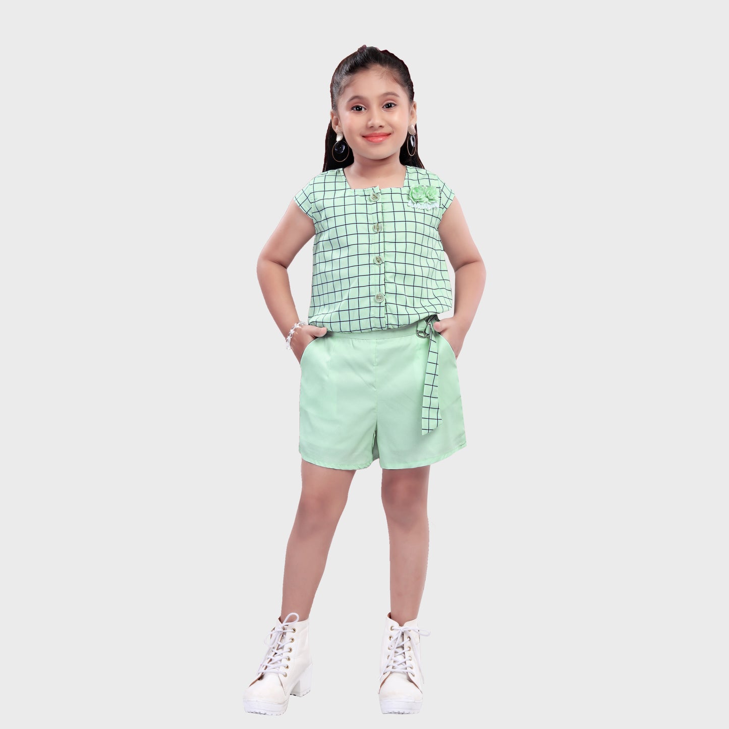 Girls Shorts Set - GREEN  2686