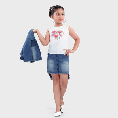 Girls Denim Skirt Set - 2717