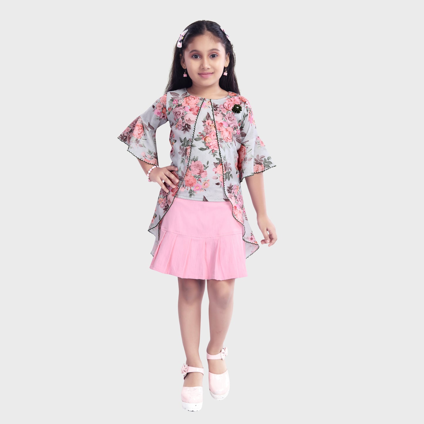 Girls Pink Skirt Set - 2683