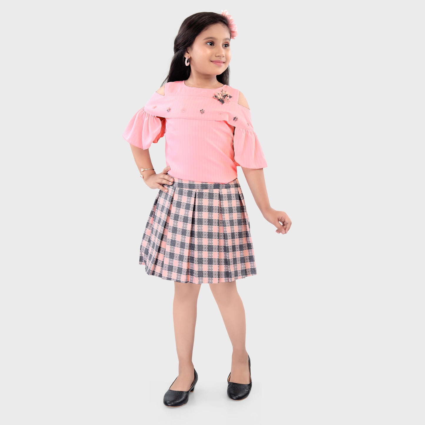 Girls Skirt Set - PEACH  2698