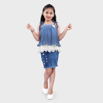 Girls Blue Skirt Set - 2707