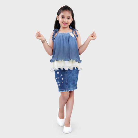 Girls Blue Skirt Set - 2707