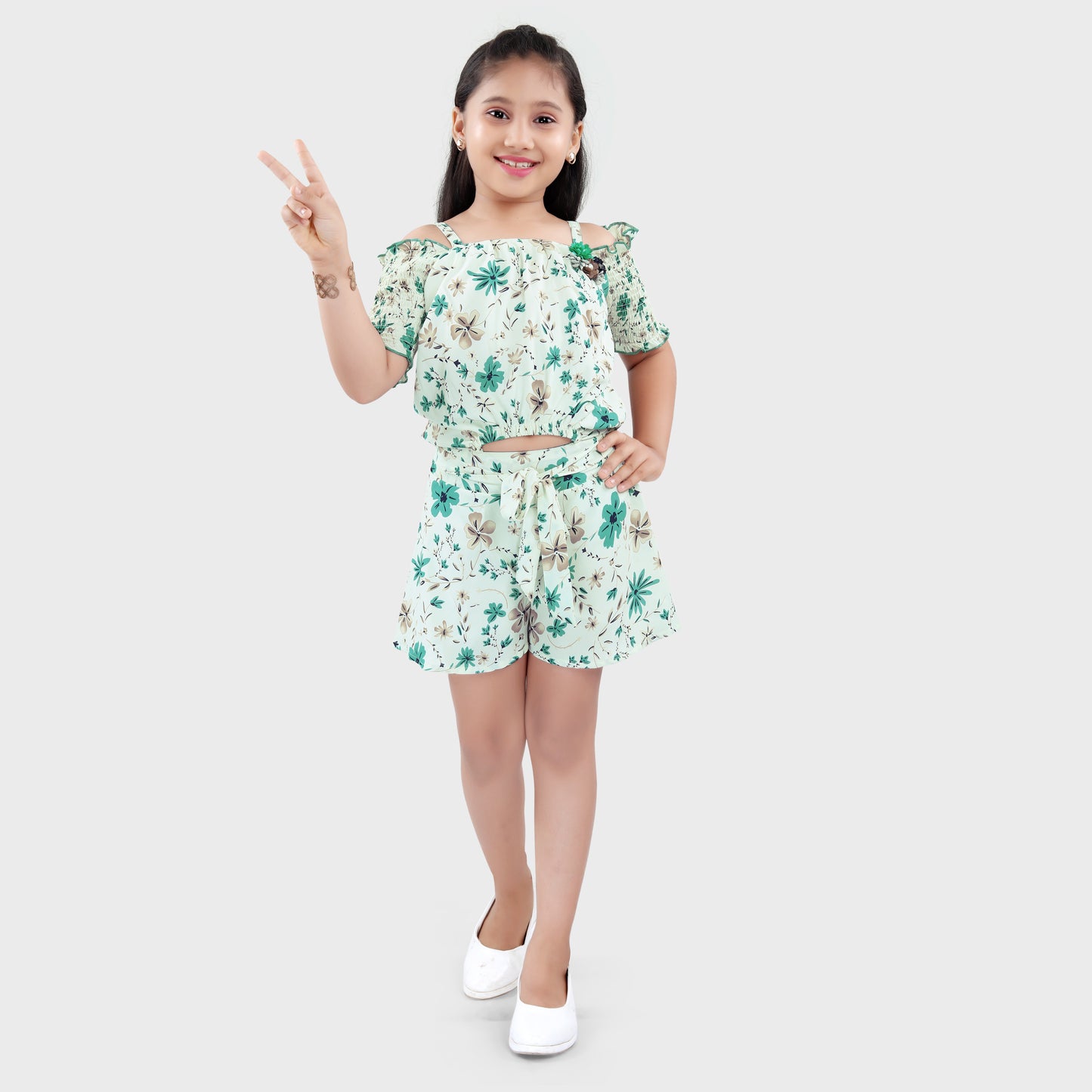 Girls Green Jumpsuit Set - 2709