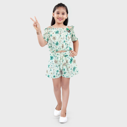 Girls Green Jumpsuit Set - 2709