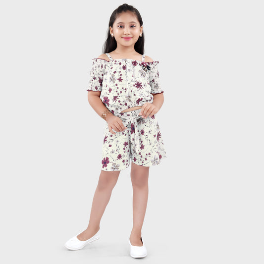 Girls Wine Jumpsuit Set - 2709