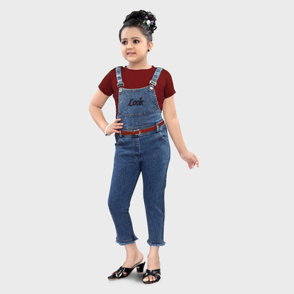 Girls Dungree Set - MAROON 2738