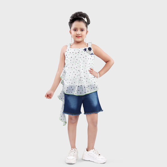 Girls green Shorts Set  - 2739