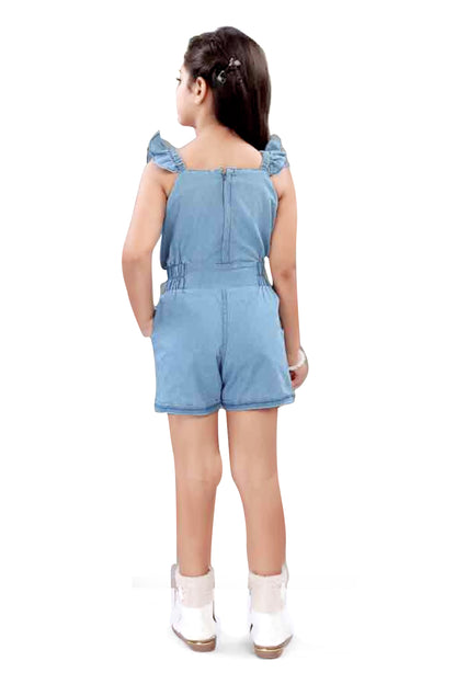 Girls Light Blue Denim Jumpsuit - 2746