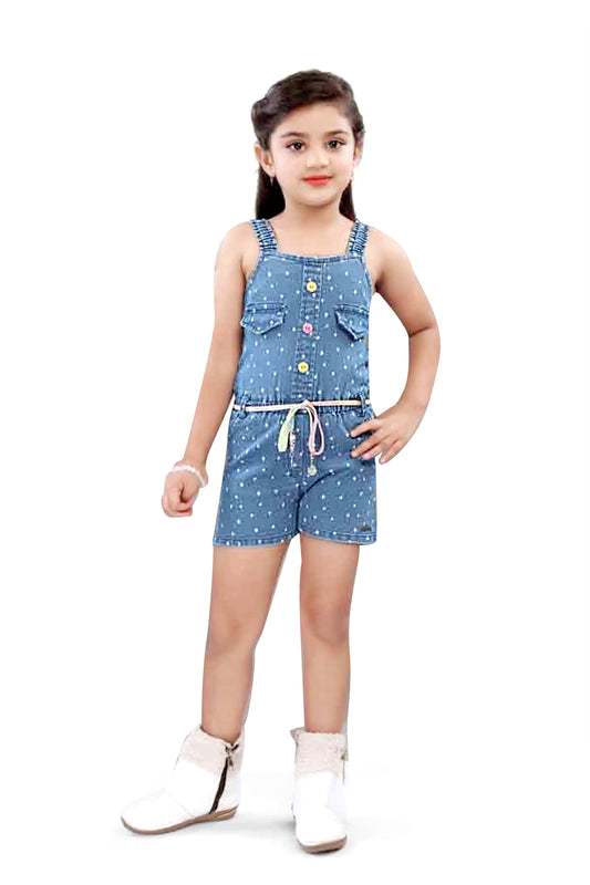 Girls Blue Denim Jumpsuit - 2747