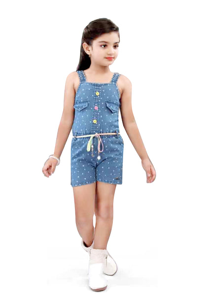 Girls Blue Denim Jumpsuit - 2747