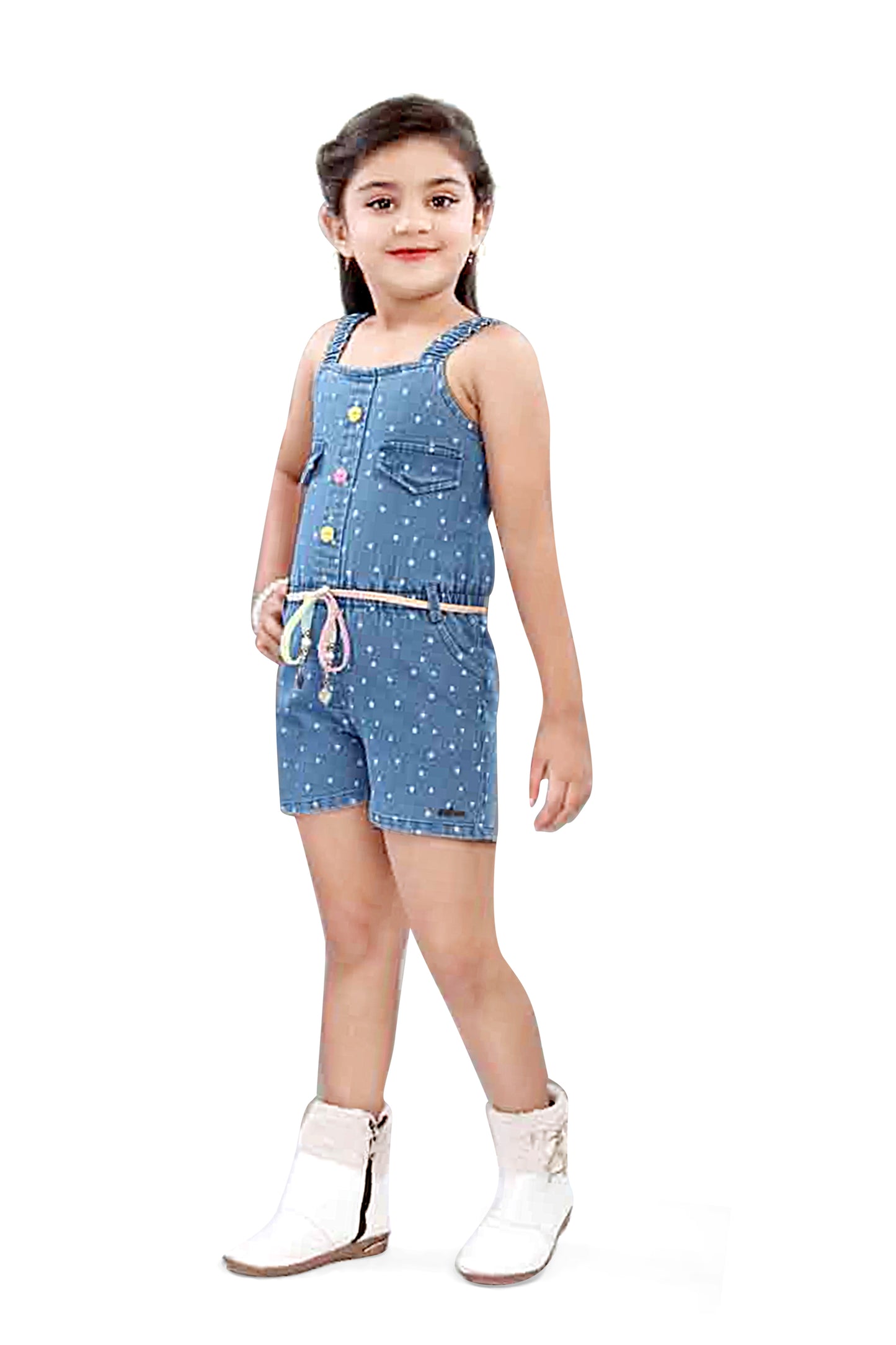 Girls Blue Denim Jumpsuit - 2747