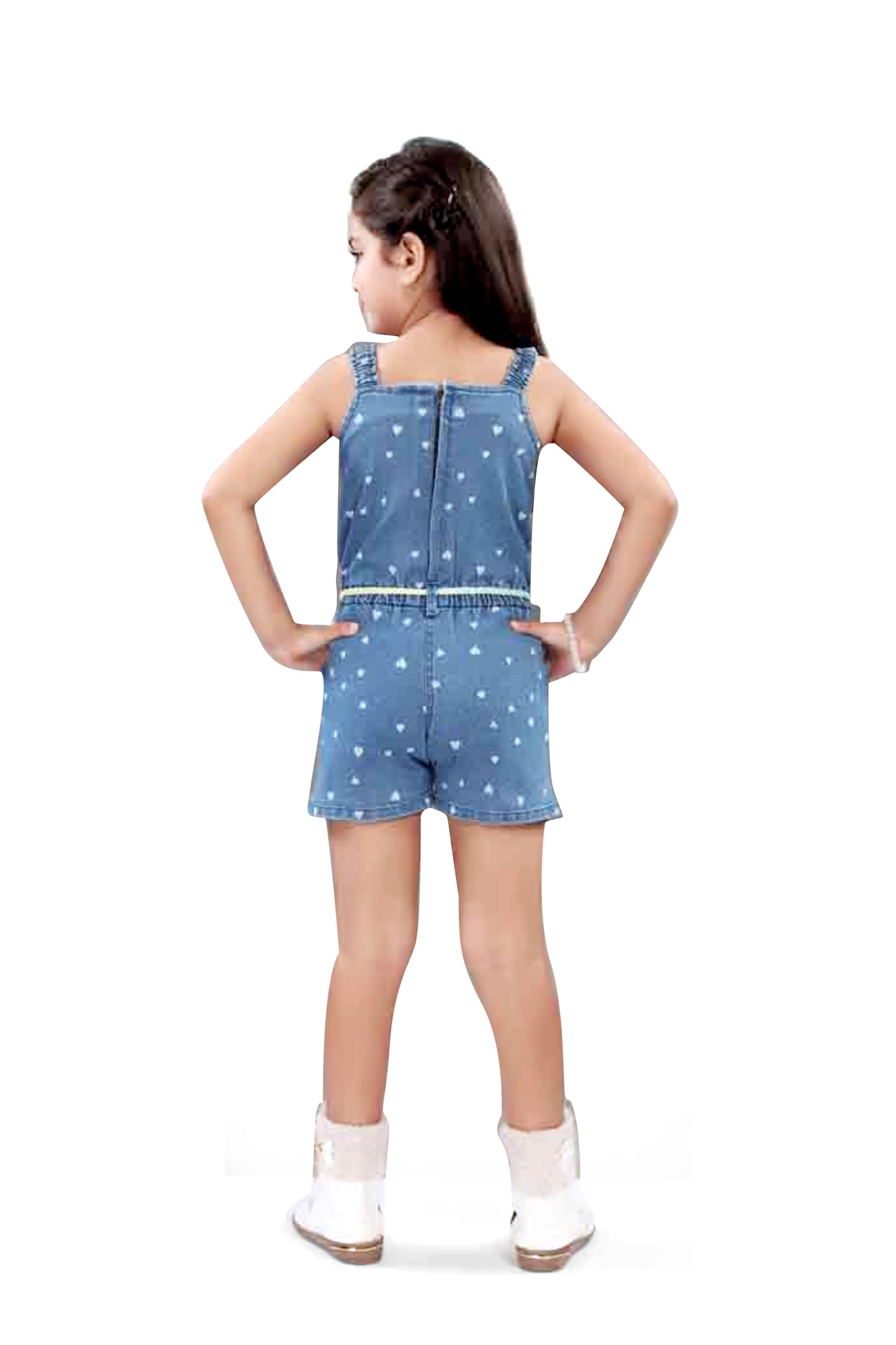 Girls Blue Denim Jumpsuit - 2747