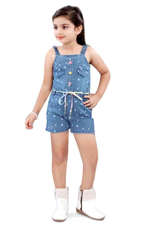 Girls Blue Denim Jumpsuit - 2747
