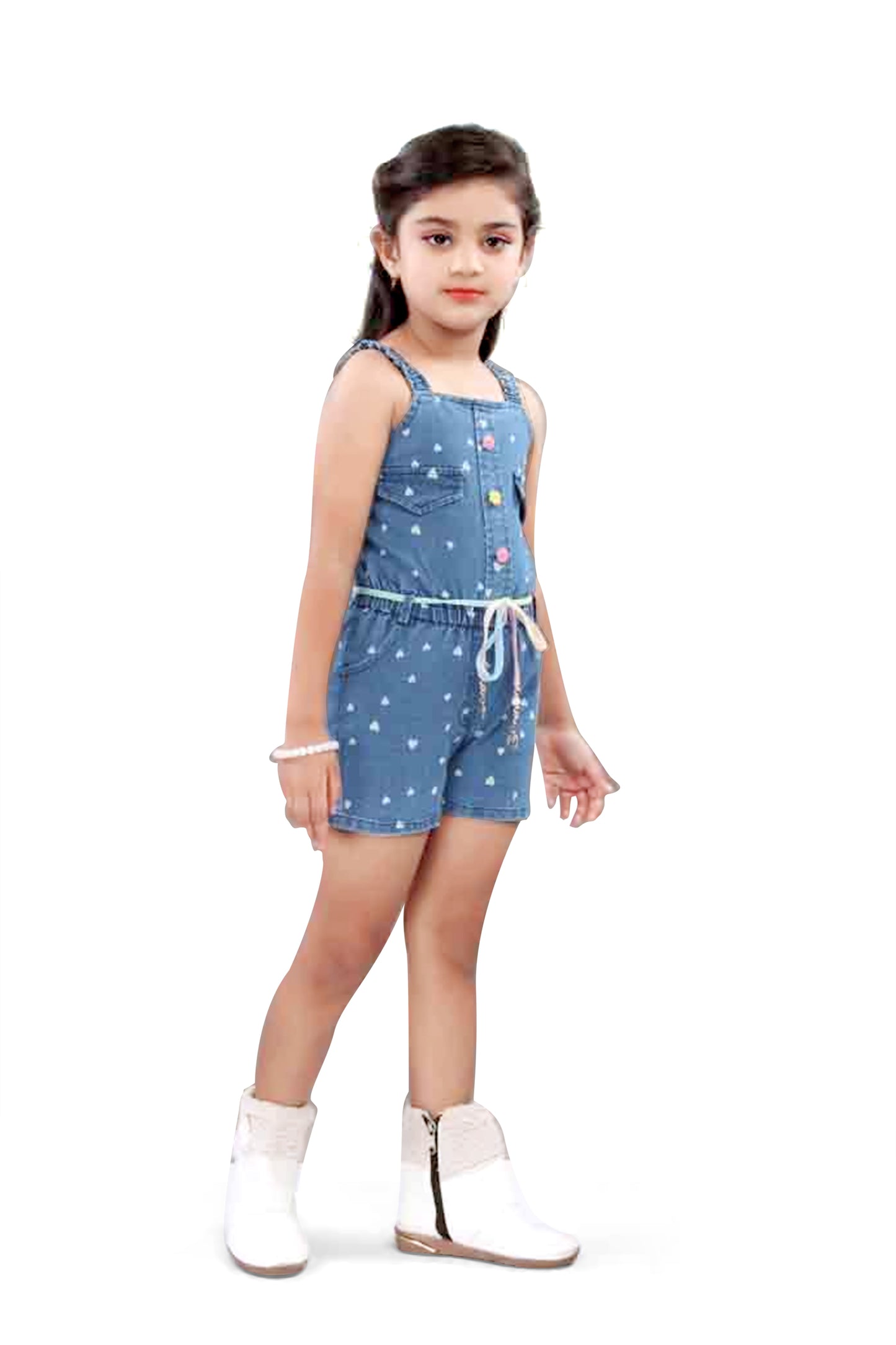 Girls Blue Denim Jumpsuit - 2747